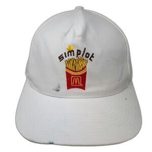 Head To Toe 5 Panel White McDonalds Simplot Fries Strapback Hat Logo Vintage